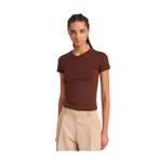 Dilvin V Yaka Pamuklu T-Shirt, 36, 101A31673, Açık Kahve, Kadın
