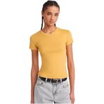 Dilvin V Yaka Pamuklu T-shirt, 36, 101A31673, Hardal, Kadın