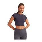 Dilvin Vücuda Oturan Crop Top Bluz, 36, 101A30936, Antrasit, Kadın