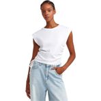 Dilvin Yanları Büzgü Detaylı Taşlı T-shirt, 36, 101A31075, Beyaz, Kadın