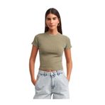 Dilvin Yıkama Efektli T-shirt, 40, 101A30457, Haki, Kadın