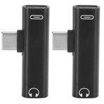 Dilwe1 2 Adet USB C - 3,5 mm Ses Adaptörü, 2'si 1 Arada Kulaklık Jak Adaptörü, Yardımcı Ses Kablosu Kablo Şarj Cihazı Kulaklık Dağıtıcı Adaptör Cep Telefonu (Siyah)