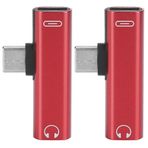 Dilwe1 2 Adet USB C - 3,5 mm Ses Adaptörü, 2'si 1 Arada Kulaklık Jak Adaptörü, Yardımcı Ses Kablosu Kablo Şarj Cihazı Kulaklık Dağıtıcı Adaptörü Cep Telefonu için (Kırmızı)
