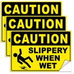 DIMARONGTON Caution Slippery When Wet İşareti - 4 x 6 Islak Zemin Tabelaları 3 Paket - Dikkat Islak Zemin İşareti - Islak Zemin Tabelaları Ticari - Kaygan Zemin Uyarı Levhaları