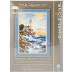 Dimensions Cliffside Lighthouse Altın Koleksiyonu Yetişkinler için Gelişmiş Sayılmış Kanaviçe Seti, 28 cm x 43 cm, 18 Cnt. Fildişi Aida, 5 5