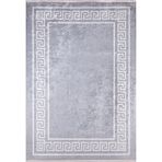 Dimitrovgrad Gri Çerçeveli Modern Geometrik Etnik Desenli Boho Makinada Yıkanabilir Hav Toz Vermez Leke Tutmaz Kaymaz Taban Dijital Makine Baskı Halı Oturma Odası Salon Yolluk Koridor Mutfak Halısı