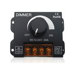 Dimmer Dc 12V-24V 30A LED Işık Bandı Regülatörü LED Şeritler Için Işık Kontrolü Siyah Karartma Cihaz