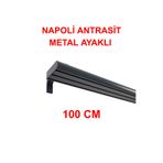 di'mora by ağbaht züc. NAPOLİ METAL BAŞLIKLI ÜÇLÜ DEKORATİF RAY KORNİŞ MODERN RUSTİK ANTRASİT - 100 CM