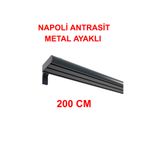 di'mora by ağbaht züc. NAPOLİ METAL BAŞLIKLI ÜÇLÜ DEKORATİF RAY KORNİŞ MODERN RUSTİK ANTRASİT - 200 CM