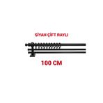 di'mora by ağbaht züc. Siyah Çift Raylı Ahşap Rustik Perde Askısı Rustik Borusu - 100 Cm