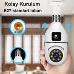 Dimute Shop Ampul Tipi Wifi Güvenlik Kamerası – Duy Girişli, Hareket Algılamalı, Gece Görüşlü Uzaktan Izleme - Beyaz