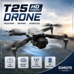 Dimute Shop T25 Drone Hd Kamera Fırçasız Motor Katlanabilir Uzaktan Kumandalı Hava Çekim Drone - Gri