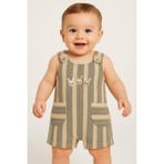 Dinamik çocuk Bebek/çocuk Tavşan Nakışlı Ham Keten Kumaş Tulum Yazlık Kolsuz 0-3-6-9-12AYLIK - Gri - 3 - 6 Ay