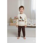 Dinamik çocuk Erkek Bebek 2'li Mevsimlik Eşofman Takımı Cool Man Kabartma Nakışlı %100PAMUK 6-9-12-18-24AY - 18 - 24 Ay - Kahverengi