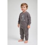 Dinamik çocuk Erkek Bebek Esnek Kot 2li Alt Üst Takım Kaykaycı Ayıcık Baskılı Sweatshirt Eşofman Takımı 6-9-12-18-24AYLIK - 18 - 24 Ay - Gri