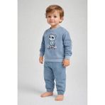 Dinamik çocuk Erkek Bebek Esnek Kot 2li Alt Üst Takım Kaykaycı Ayıcık Baskılı Sweatshirt Eşofman Takımı 6-9-12-18-24AYLIK - 6 - 9 Ay - Mavi