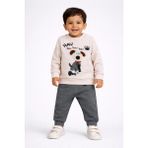Dinamik çocuk Erkek Bebek Köpek Nakışlı Alt Üst 2li Eşofman Takımı – 2iplik Mevsimlik 2'li Takım 3-6-9-12AYLIK - Haki - 9 - 12 Ay