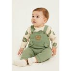 Dinamik çocuk Erkek Bebek Tulum+Zıbın Alttan çıtçıtlı 2'li Tulum Seti – Zıbın ve Tulum | 3-6-9 Ay Bebek Kıyafeti - Yeşil - 3 - 6 Ay