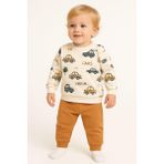 Dinamik çocuk Erkek Bebek/çocuk Arabas Desenli 2'li Takım Sweatshirt ve Eşofman Altı 3-6-9-12AYLIK - 6 - 9 Ay - Turuncu