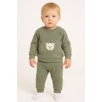 Dinamik çocuk Erkek Bebek/çocuk Ayıcık Nakışlı Ribanalı 2'li Takım Sweatshirt ve Eşofman Altı 3-6-9-12AYLIK - 3 - 6 Ay