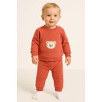Dinamik çocuk Erkek Bebek/çocuk Ayıcık Nakışlı Ribanalı 2'li Takım Sweatshirt ve Eşofman Altı 3-6-9-12AYLIK - 6 - 9 Ay - Kiremit