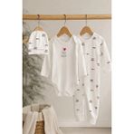 Dinamik çocuk Kız Bebek 3'lü Takım I Love Mom Dad Baskılı Çıtçıtlı Body + Tulum + Şapka %100 Pamuk Yenidoğan 0-3/3-6 Aylık - 3 - 6 Ay - Kırmızı