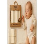 Dinamik çocuk Kız Erkek Bebek 7li Ağız Mendili %100 Pamuk Yenidoğan Bebek Mendili 20CMX20CM Hediyelik Craft Kutuda - Bej