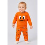 Dinamik çocuk Kız/erkek Bebek Unısex Duck Ördek Desenli 2li Takım Sweatshirt ve Alt 6-9-12-18AY - 9 - 12 Ay - Turuncu
