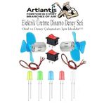 Dinamo Deney Seti 1 Paket Ruzgar Enerjisinden Elektrik Uretme Deney Seti Dinamo Acma Kapama Anahtari Mantar Led Ampul