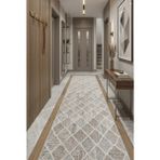 Dinarsu Bej Vizon Kaymaz Taban Kabartmalı Keçeli Kalın Jel 150x200 cm Salon Halısı