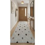 Dinarsu Beyaz Renkli Bej Vizon Kaymaz Taban Kabartmalı Keçeli Kalın Jel 100x150 cm Salon Halısı