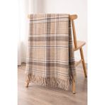 Dinarsu Cozy Life Pamuklu Püsküllü Skoç Tv Battaniyesi Plaid Bej 130 x 170 cm