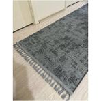 Dinarsu Jel Kaymaz Halı Asos Nevra Antrasit Kaymaz Taban Yolluk Yıkanabilir Halı Gri Düğüm Saçaklı - 120 x 250 cm
