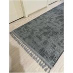 Dinarsu Jel Kaymaz Halı Asos Nevra Antrasit Kaymaz Taban Yolluk Yıkanabilir Halı Gri Düğüm Saçaklı - 200 x 440 cm
