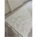 Dinarsu Jel Kaymaz Halı Asos Nevra Krem Kaymaz Taban Yolluk Yıkanabilir Halı Krem Düğüm Saçaklı - 120 x 370 cm