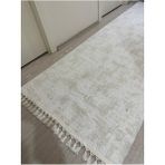 Dinarsu Jel Kaymaz Halı Asos Nevra Krem Kaymaz Taban Yolluk Yıkanabilir Halı Krem Düğüm Saçaklı - 80 x 260 cm