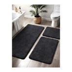 Dinarsu Peluş Kaymaz Taban Makinede Yıkanabilir Banyo Paspası (50x80 40x50 50x50)ANTRASİT