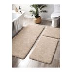 Dinarsu Peluş Kaymaz Taban Makinede Yıkanabilir Banyo Paspası (50x80 40x50 50x50)BEJ