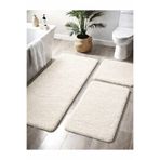 Dinarsu Peluş Kaymaz Taban Makinede Yıkanabilir Banyo Paspası (50x80 40x50 50x50)EKRU