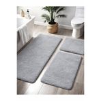 Dinarsu Peluş Kaymaz Taban Makinede Yıkanabilir Banyo Paspası (50x80 40x50 50x50)GRİ