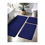 Dinarsu Peluş Kaymaz Taban Makinede Yıkanabilir Banyo Paspası (50x80 40x50 50x50)LACİVERT