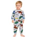 Dinazor Desenli Erkek Bebek Pijama Takım - Gri - 6 - 9 Ay