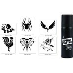 Dinazor Horoz Spray Tattoo Geçici Sprey Dövme Seti