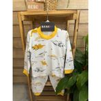 Dinazorlar Desenli Bebek Pijama Takımı - 6 Ay - Beyaz