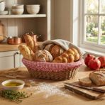 Dinç Store 44 Oval Renkli Bezli Ip Hasır Ekmek Sepeti