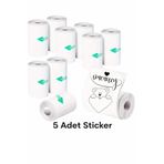 Dinç Thermal 5 Adet Mini Yazıcı Rulosu Beyaz Kendinden Yapışkanlı 57x25mm Mini Yazıcı Rulosu
