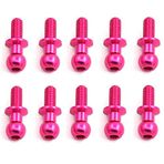 DINESA 10Pcs Metal Hex Ball Screws for TT01 TT02 D5 1/10 RC Car Spare Parts Universal,Pink