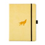 Dingbats Wildlife not defteri, A5+, sert kapaklı, poliüretan deri, delikli, 100 g/m², mürekkep geçirmez kağıt, çanta, lastik bant kilit, kalem tutacağı, yer imi (Cream Wolf)
