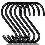 DINGEE 6 inç Ağır İş S Kancalar, Bitkileri Asmak için Büyük Vinil Kaplamalı S Kancalar, 6'lı Paket 7 mm Kalınlık Siyah Kauçuk Kaplamalı S Kancalar Kaymayan Metal Kanca Dolap, Bahçe, Kuş Yemleyicileri asmak için