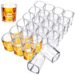 Dingion 24'lü Paket Shot Bardakları Seti, Kalın Tabanlı 56 ml Akrilik Kare Shot Bardağı, Viski, Şarap, Bira Votka Kokteylleri için, Noel için İdeal